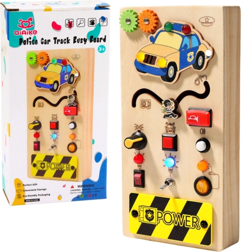 Holz-Busy-Board Polizei mit LED-Lichtern