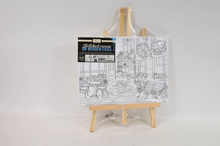 Leinwand mit vorgedrucktem Motiv auf Tischstaffelei – Restaurantmotiv 30 × 23 cm