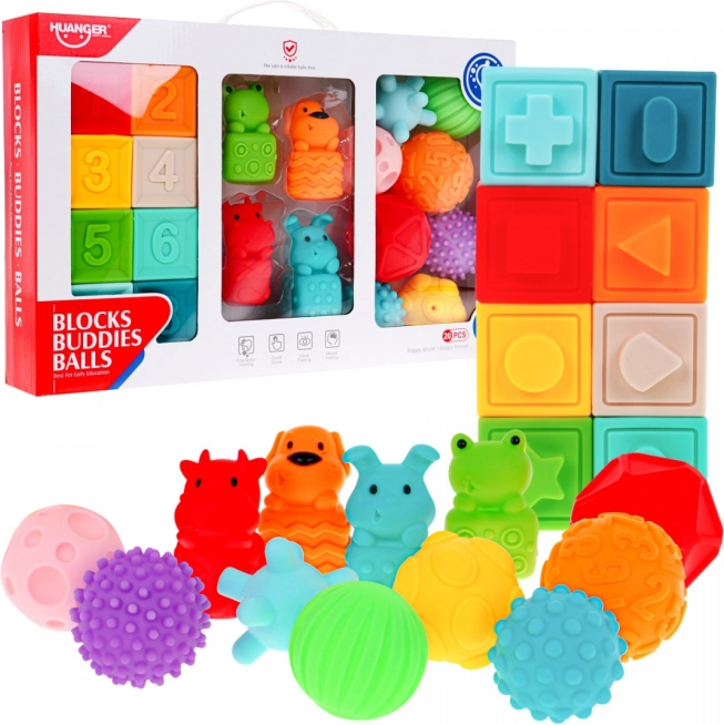 Mega-Set mit 20 tierischen Bällen für Kinder 6M+ Sensorisches Spielzeug Handrehabilitation