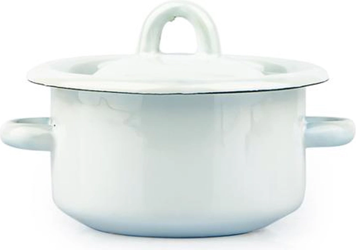 Emaillierter Topf mit Deckel 0,4 l, weiß