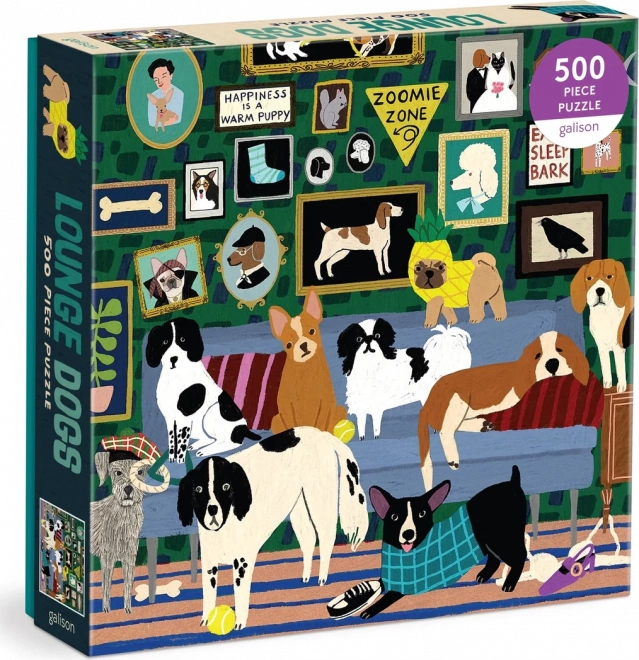 Quadratisches Puzzle Hunde im Salon 500 Teile