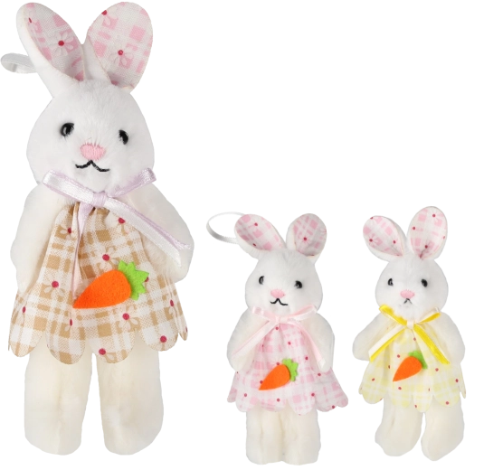 Hängende Osterdekoration Häschen mit Möhre, Farbmix 6 × 11 cm (Packung 12 Stk.)