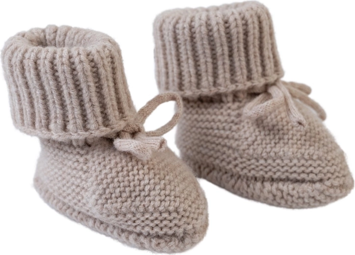 Lodger gestrickte Merino-Babyschuhe beige 6–12 Monate - 1 Stück