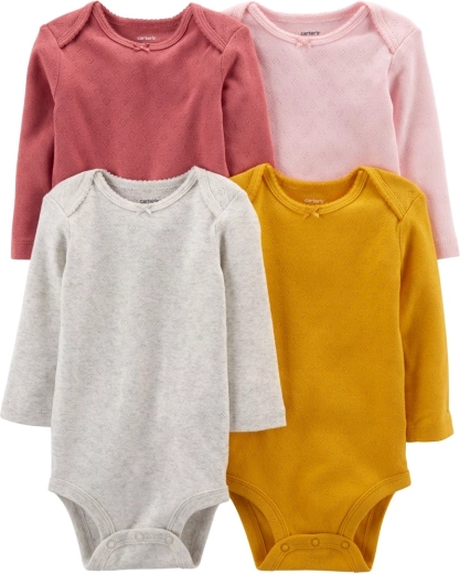 Carter's Mädchen-Langarmbodys Floral, 4er-Pack, Größe 56