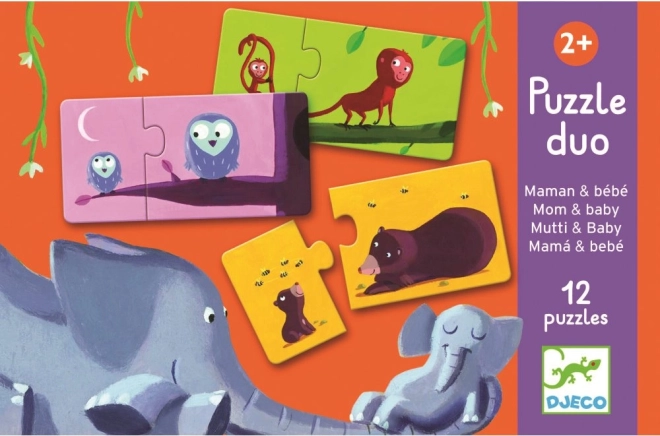Djeco Puzzle Tiermütter und ihre Jungen 12x2 Teile