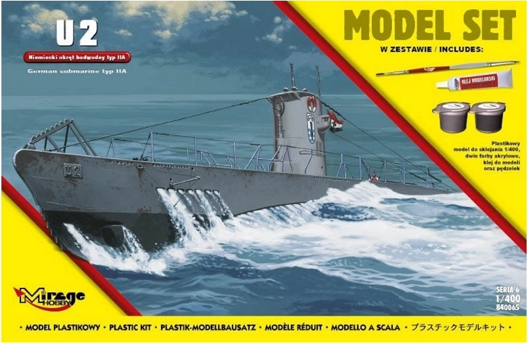 U-Boot-Modell Typ IIA U2 im Maßstab 1:400 – Bausatz
