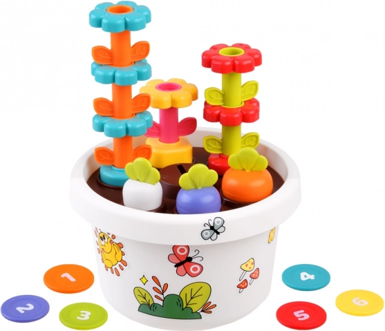 Hola Pädagogischer Blumentopf 12m+ mit Spielzeug Sortierer und Pyramide