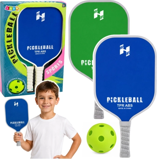 Pickleball-Set – 2 Schläger und perforierter Ball, grün-blau