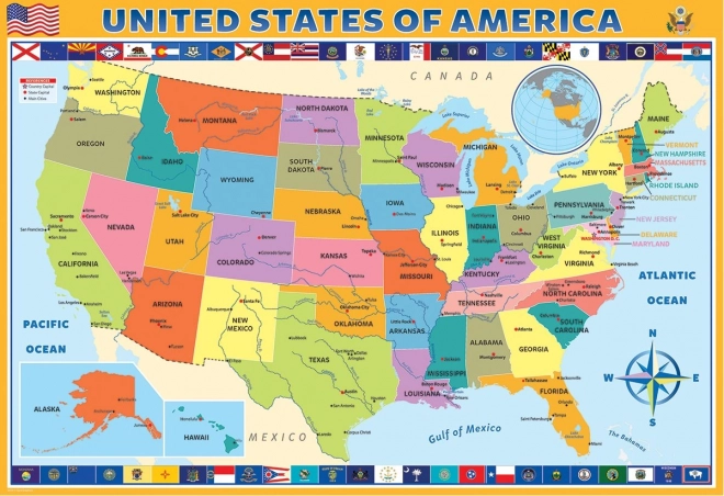 EUROGRAPHICS Puzzle Karte der Vereinigten Staaten von Amerika 200 Teile