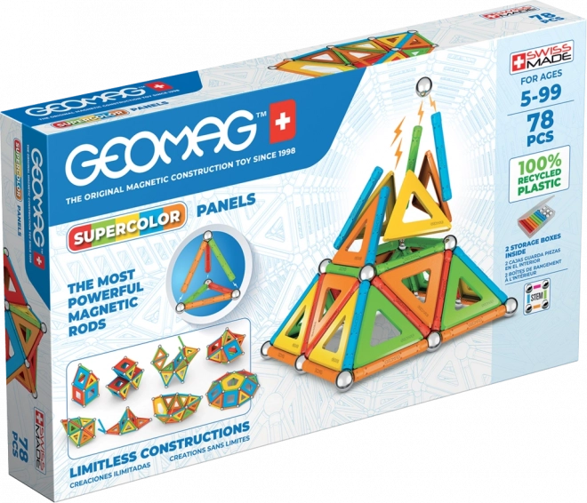 Geomag Supercolor Panels recycelte magnetische Konstruktionsspielzeuge 78 Teile