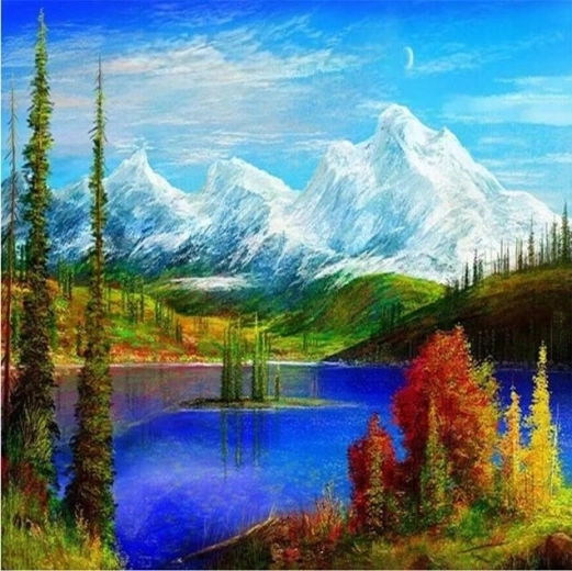 Diamantmalerei Bergsee 30 × 40 cm
