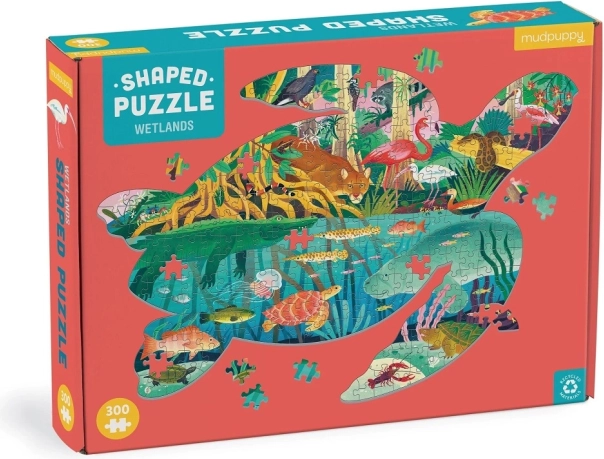 Puzzle in Schildkrötenform – Feuchtgebiete, 300 Teile – Mudpuppy