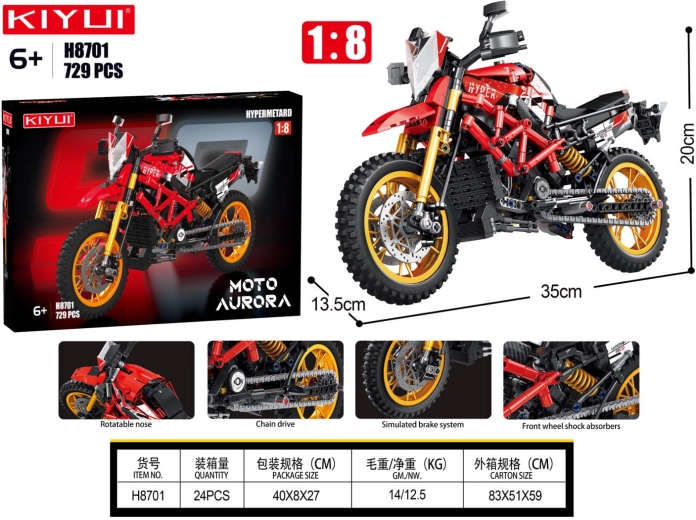 Bausatz Motorrad rot – 729 Teile