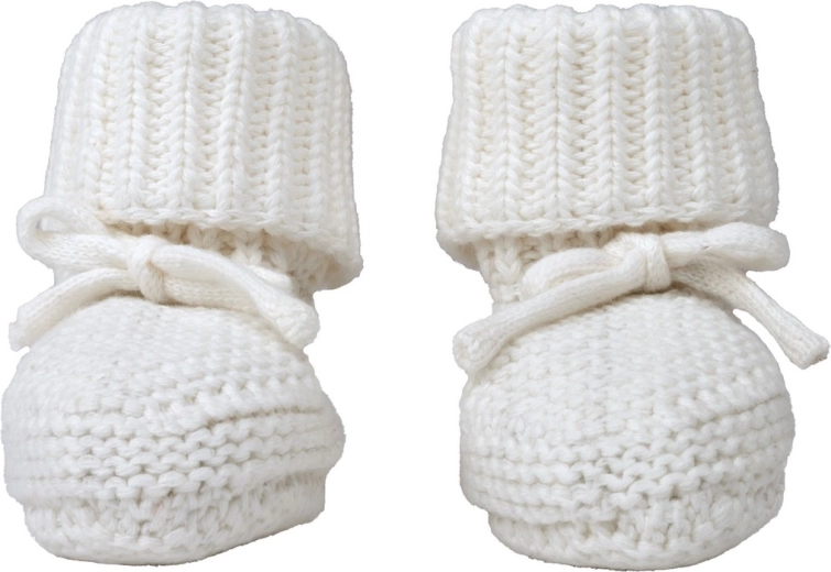Lodger gestrickte Babyschuhe Slipper Knit Cloud Dancer 0–6 Monate