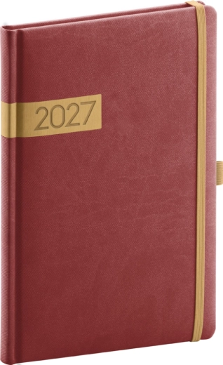 Notique Wochenkalender Twill 2027 bordeaux-gold 15 × 21 cm