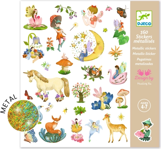 DJECO Metallic-Sticker Feen und Einhörner
