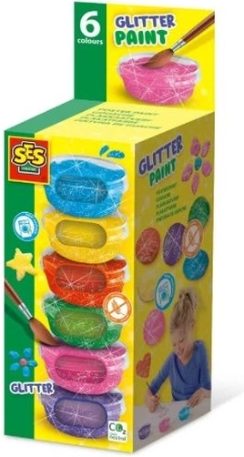 SES Creative Glitzer-Plakatfarben 6 × 45 ml