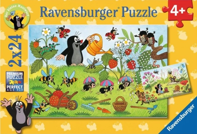 RAVENSBURGER Puzzle Der kleine Maulwurf im Garten 2x24 Teile