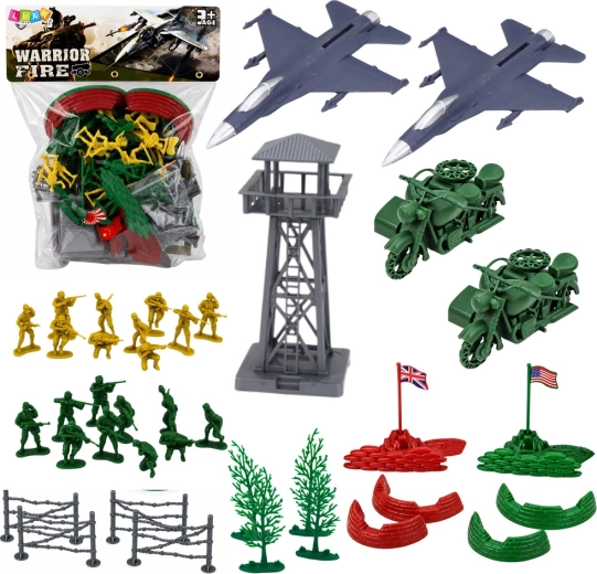 Militärset mit Soldatenfiguren, Fahrzeugen und Zubehör, 72 Teile