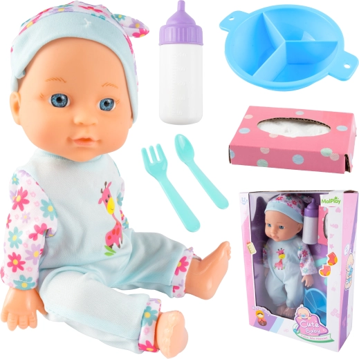 Babypuppe 29 cm mit Zubehör zum Füttern