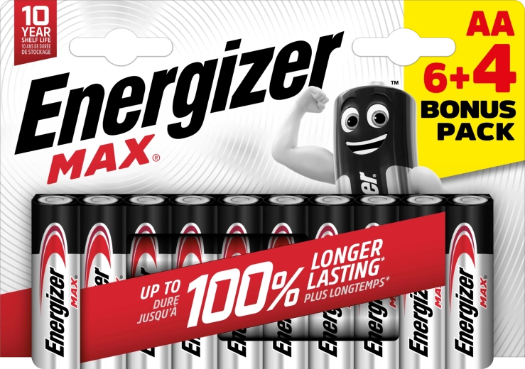Energizer Max AA Alkalibatterien 10 Stk. (6+4)