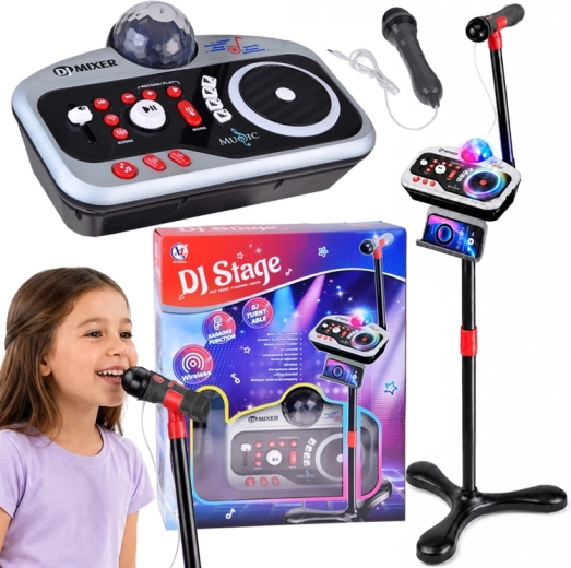 Kinder-DJ-Konsole DJ Stage mit Karaoke-Mikrofon, Bluetooth und Diskokugel