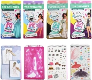 ToiToys Skizzenblock für Modedesigner mit Aufklebern, assortiert – 1 Stück