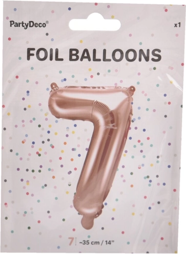 Folienballon Zahl 7 perlrosa 35 cm