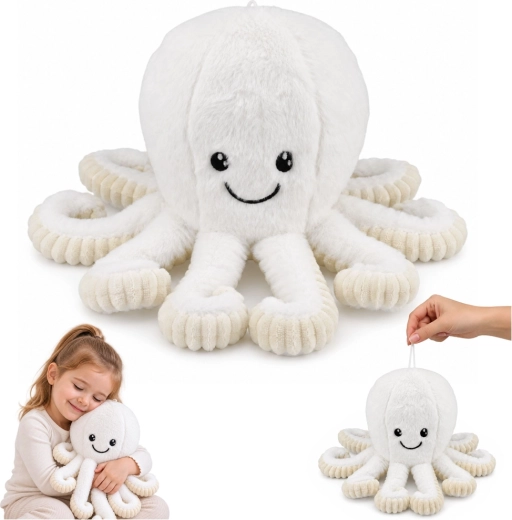 Plüsch-Oktopus mit elastischen Tentakeln, weiß, 50 cm
