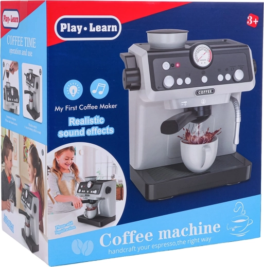 Kinderkaffeemaschine mit Licht- und Soundeffekten – grau