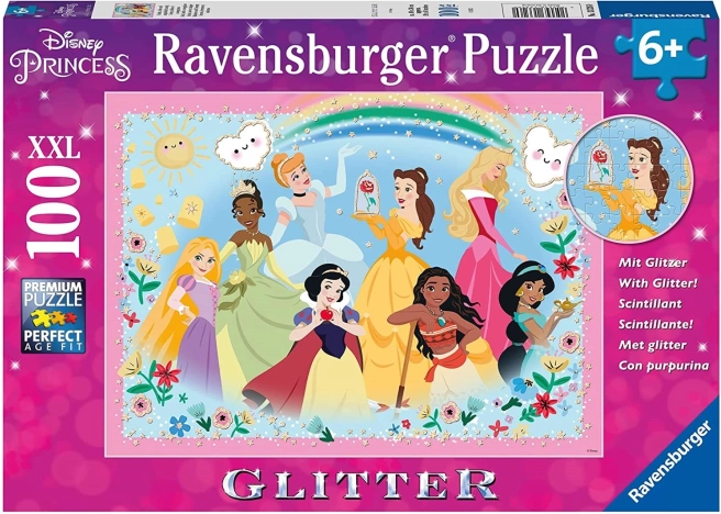 RAVENSBURGER Glitzerpuzzle DISNEY Prinzessinnen XXL, 100 Teile