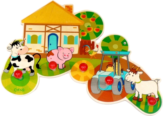 Hess Garderobe „Leben auf dem Bauernhof“ aus Holz, 5 Haken