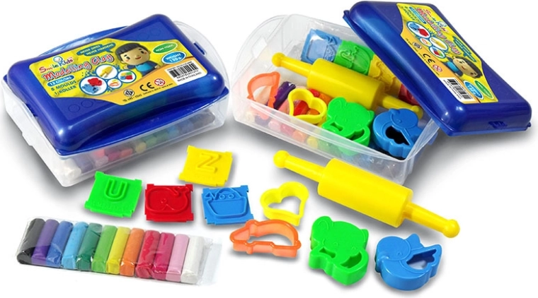 Kreative Knetmasse 12 Farben mit Zubehör in Box