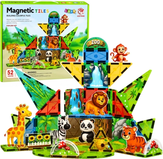 Magnetische Konstruktionsbausteine Zoo – wilde Tiere 52 Teile