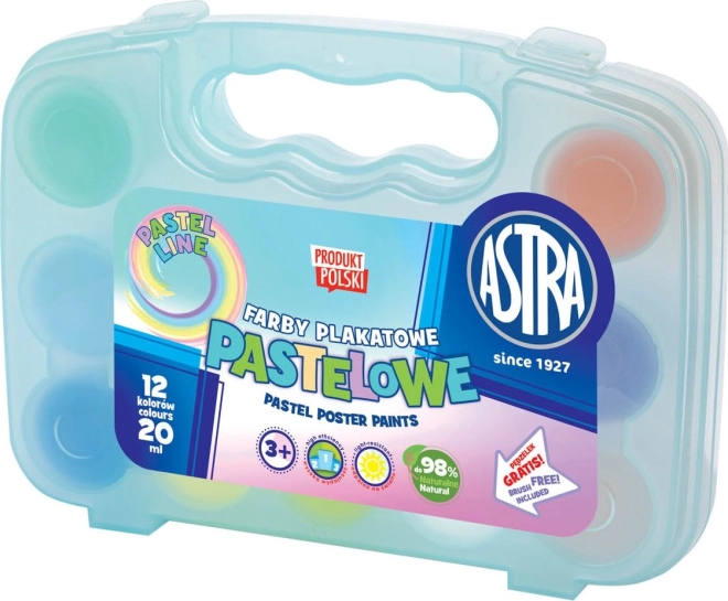 ASTRA Temperafarben Pastell 12×20 ml im Kunststoffkoffer (blau)