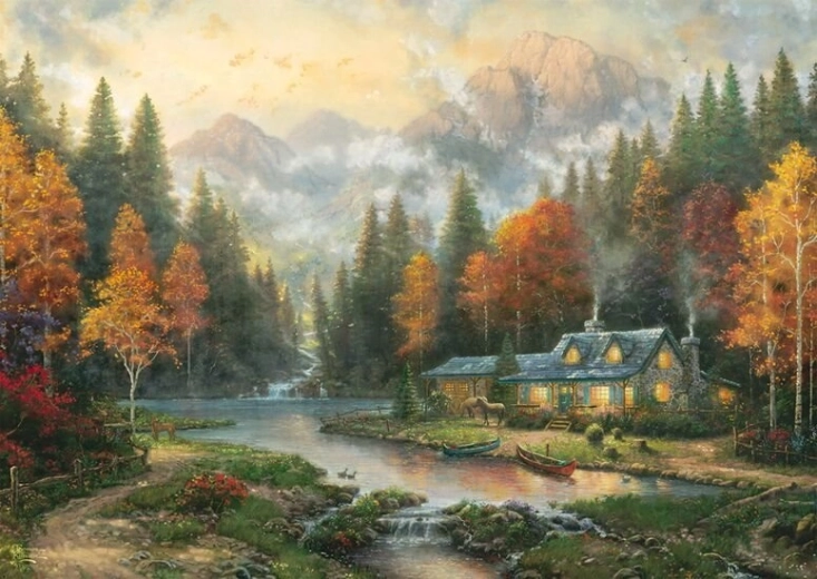 Puzzle Abend am herbstlichen See 1000 Teile