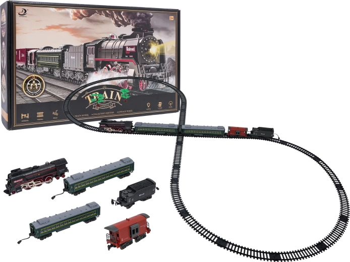 Retro-Zug mit Lichtern, Geräuschen und Rauch 216 cm