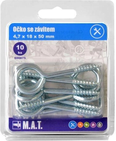 Geschlossenes Ösenauge mit Gewinde 50 × 18 × 4,7 mm, verzinkt (10 Stk.)