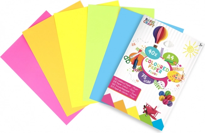 Set aus neonfarbenem A4-Papier