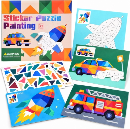 Numerisches Sticker-Mosaik Verkehrsmittel – 8 Bilder