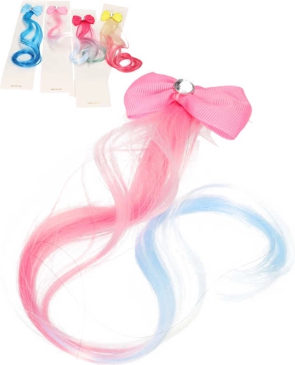 Kinder-Haarclip mit buntem Strähnchen und Schleife 29 cm - 1 Stück