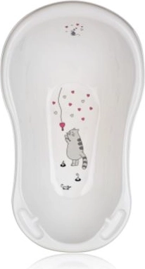 Babybadewanne 84 cm mit Katzendekor – weiß