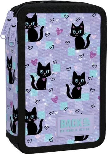 Zweifach-Schulmäppchen mit Inhalt BackUP Schwarze Katzen