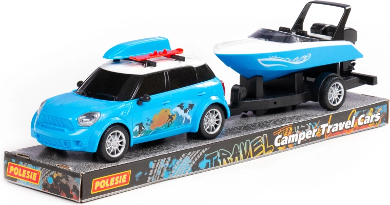 Ausflugsauto mit Anhänger und Boot