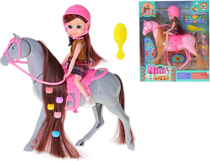 Reiterpuppe mit Pferd und Zubehör