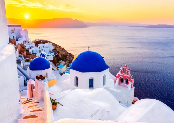 Enjoy Puzzle – Sonnenaufgang über Santorini, Griechenland (1000 Teile)