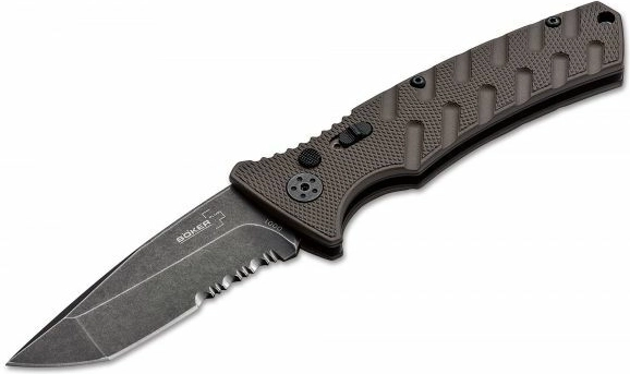 Automatikmesser BÖKER PLUS Strike Tanto Coyote, Stonewash, braun