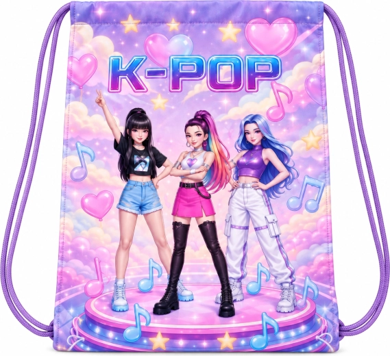 Kinderturnbeutel K-Pop Demon Hunters, lila, 40 × 35 cm