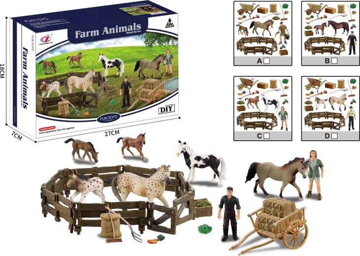 Bauernhoftiere – Set mit Pferden und Auslauf