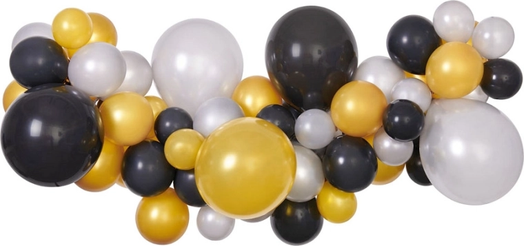 Set für Ballongirlande silber-gold-schwarz